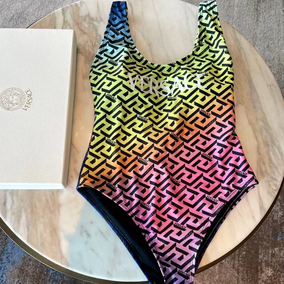 Versace color letter one-piece swimsuit underwear